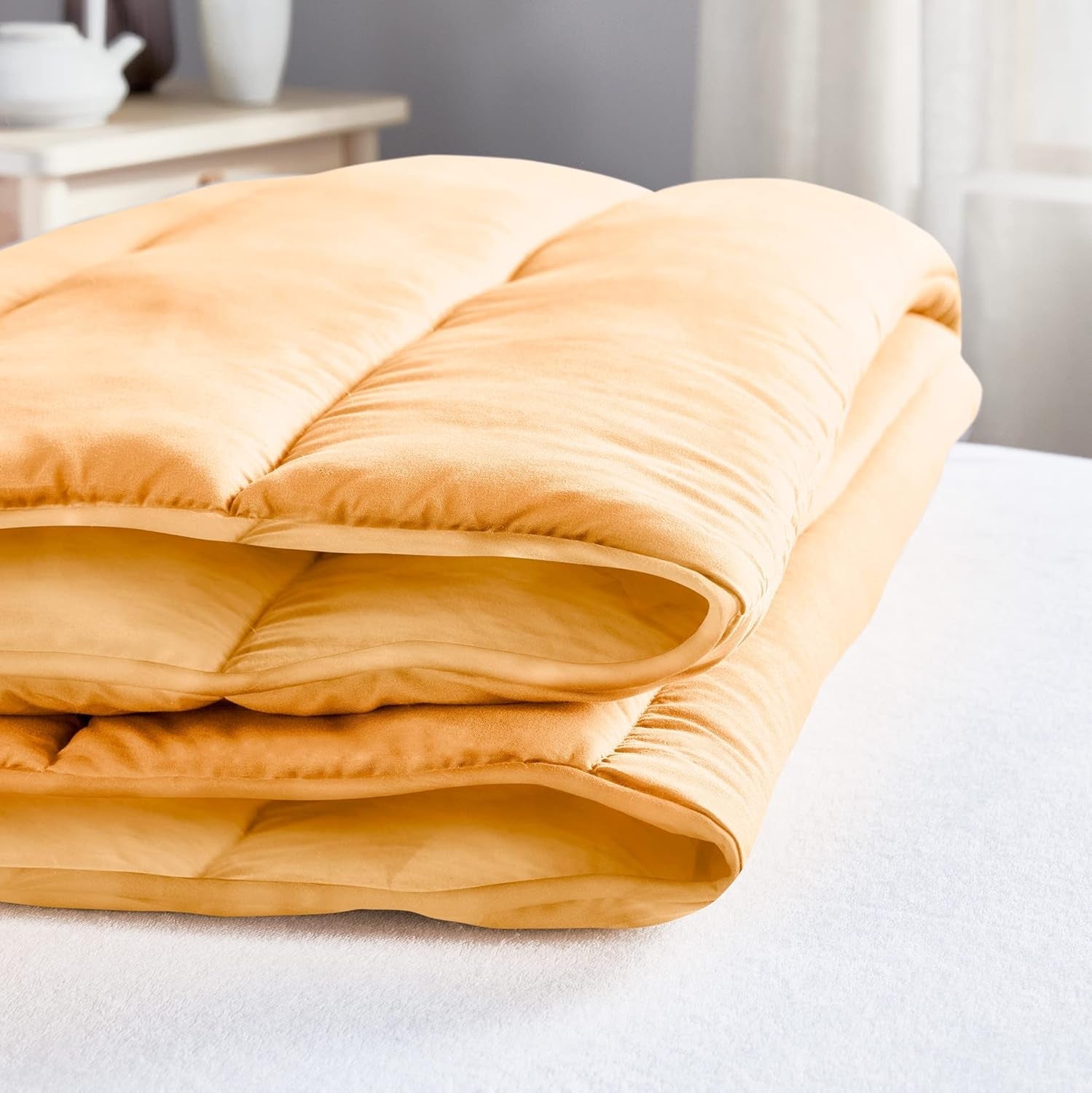 Pikolin Home - Trapunta reversibile 300 G - imbottitura nordica bicolore - per letto 100/105 - comoda, calda, traspirante, verde, 180 X 220 cm Trapunte e trapunte Naty Shop