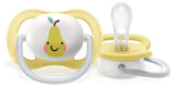 Succhietto Philips AVENT ultra air - confezione da 2, senza BPA, traspirante, per bambini da 0 a 6 mesi, inclusa custodia per il trasporto e sterilizzazione, mela/pera (modello SCF080/17)