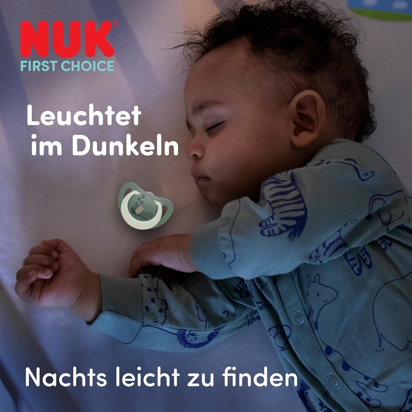 Ciucci notturni NUK First Choice per neonati | 6-18 mesi | Ciucci ortodontici che si illuminano al buio | Lenisce il 99% dei bambini** | Ippopotamo/Koala | Confezione da 2