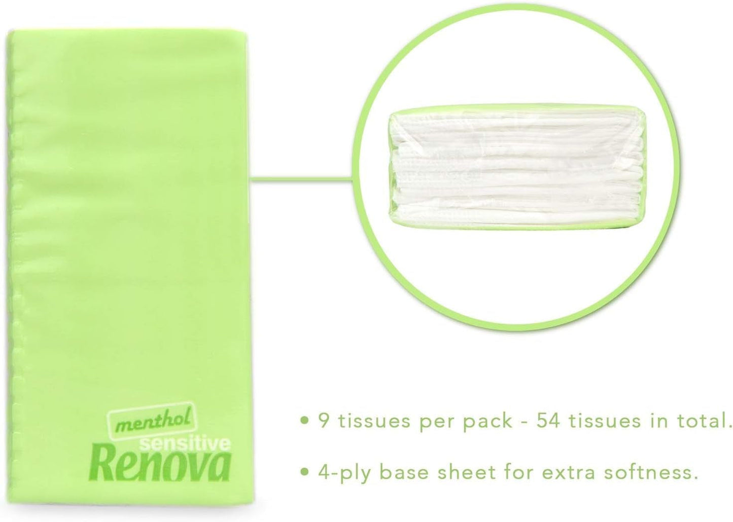 Fazzoletti Tascabili Renova SENSITIVE MENTHOL Confezione da 6 Regular Bianco 1 Pezzo (Confezione da 6)