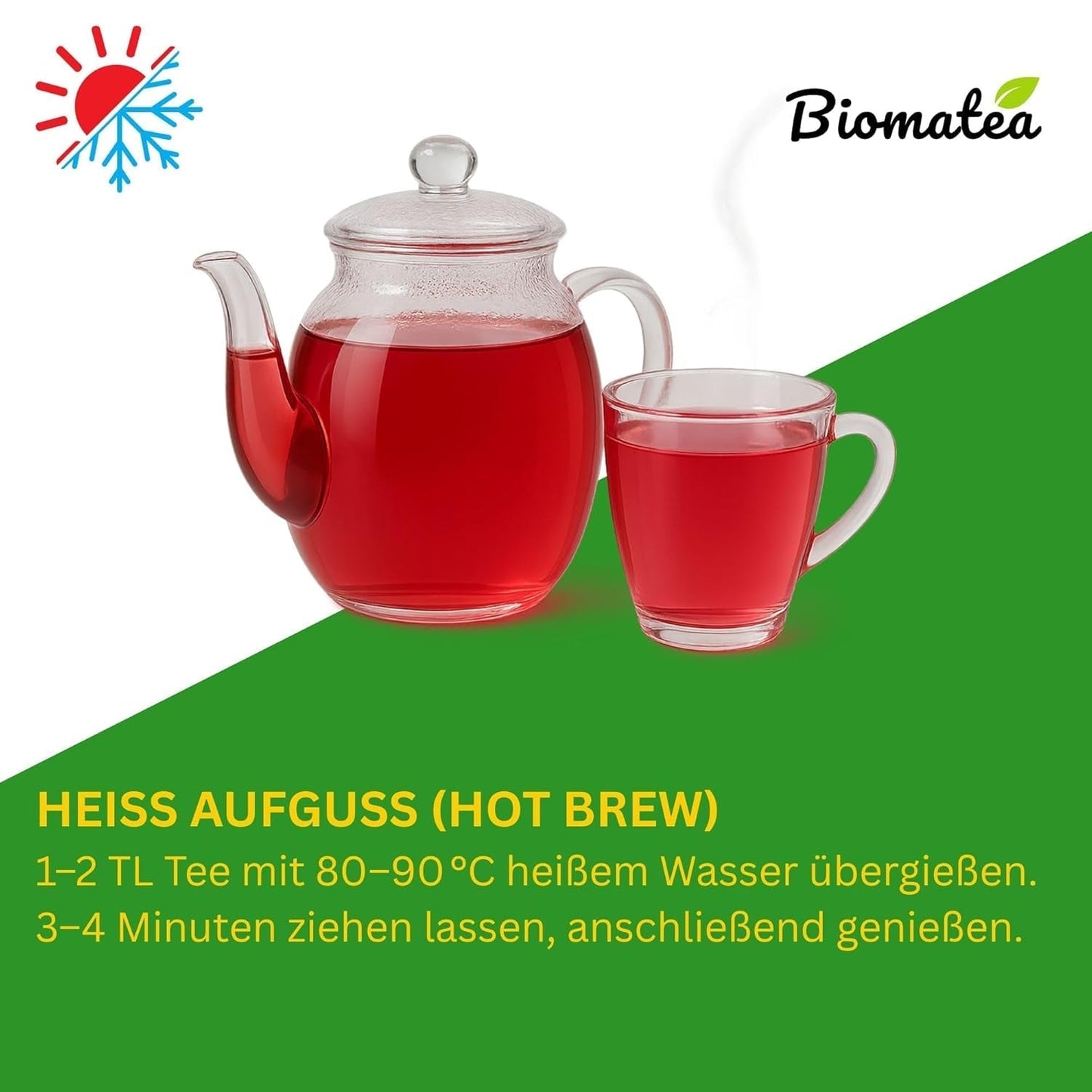 Tè alla frutta – 100 g Miscela di frutta aromatizzata con mela, ibisco e cannella – Busta con chiusura a zip, ca. 25 tazze – Senza additivi, confezionato in Germania