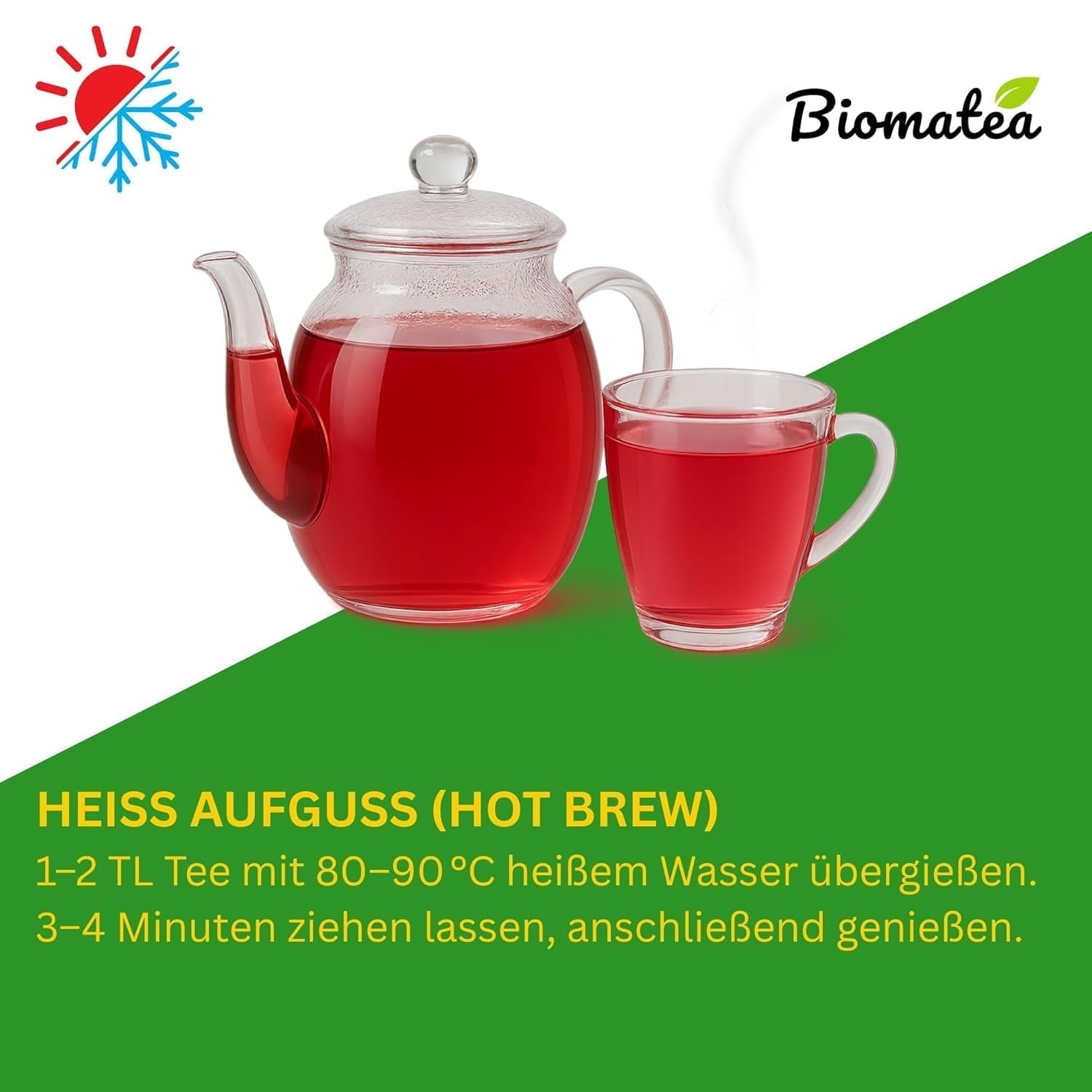 Tè alla frutta – 100 g Miscela di frutta aromatizzata con mela, ibisco e cannella – Busta con chiusura a zip, ca. 25 tazze – Senza additivi, confezionato in Germania