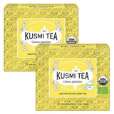 Kusmi Tea - Confezione da 2 - Tè Verde al Gelsomino - Miscela di Tè Verde al Gelsomino Biologico - Tè Verde 100% Biologico - Può essere consumato caldo o freddo - 2X20 bustine di tè