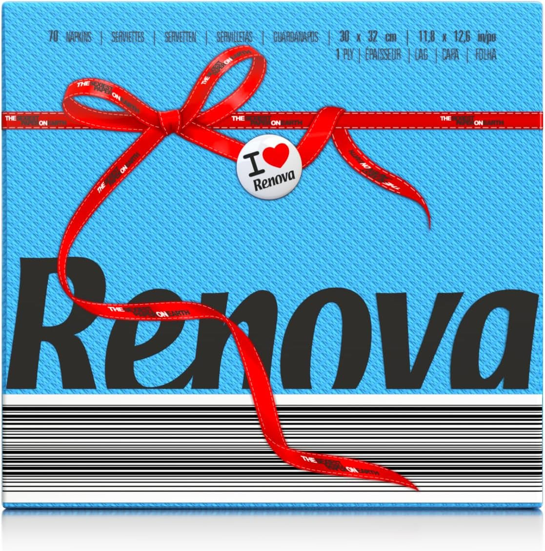 Tovaglioli di carta Renova, etichetta rossa blu 70 tovaglioli