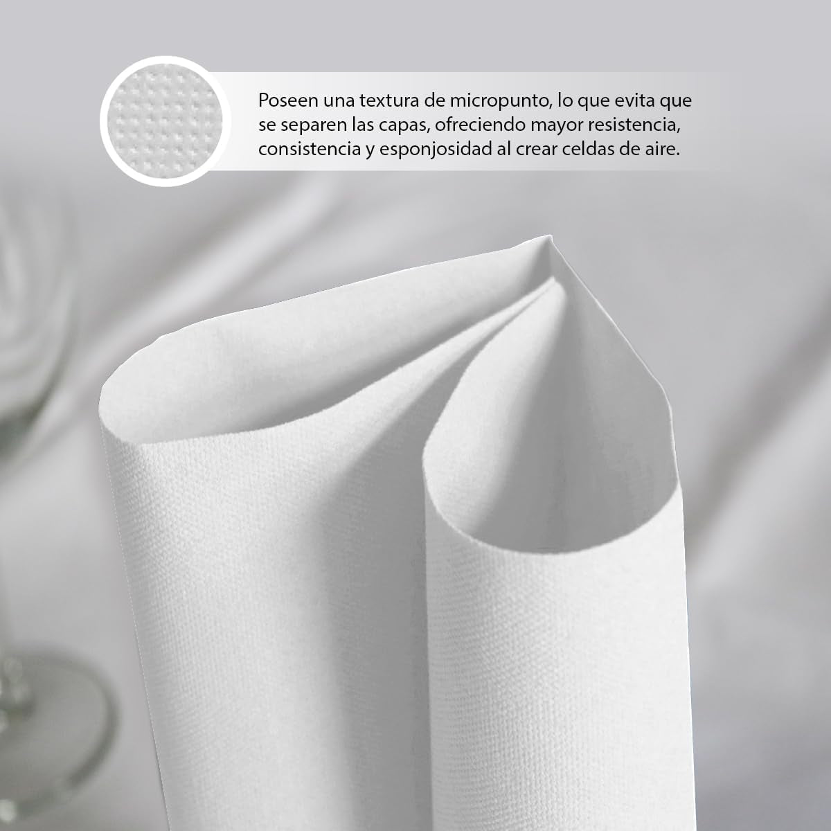 Confezione da 300 tovaglioli di carta da cocktail bianchi + porta tovaglioli in acciaio inox con trama a micro punti assorbente spesso 10 x 10 cm piegati insieme