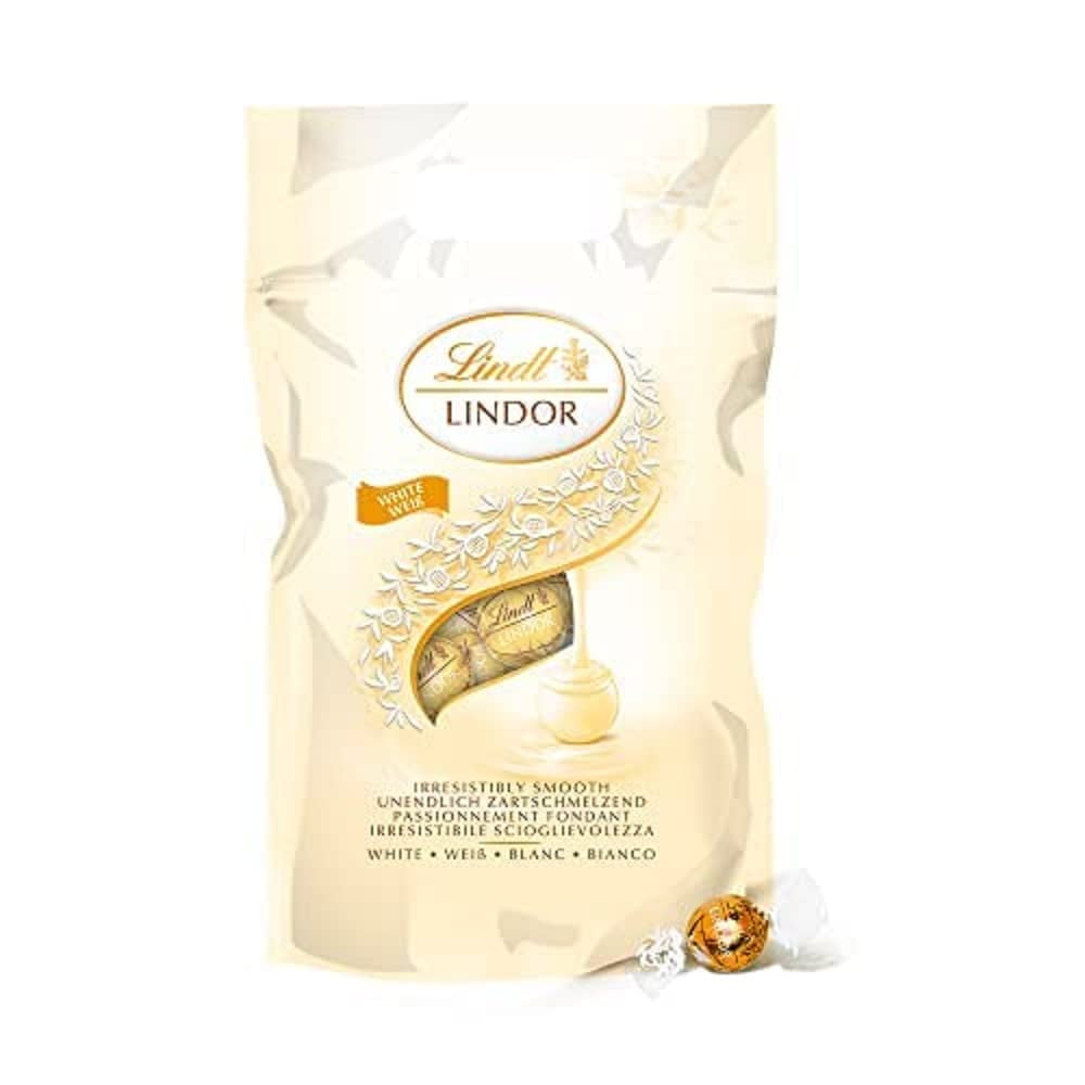 Palline di cioccolato bianco LINDOR, 1 kg e LINDOR | Busta richiudibile da 1 kg | ca. 80 palline di cioccolato al latte con ripieno di menta | Confezione sfusa, regalo pralinato, regalo cioccolato