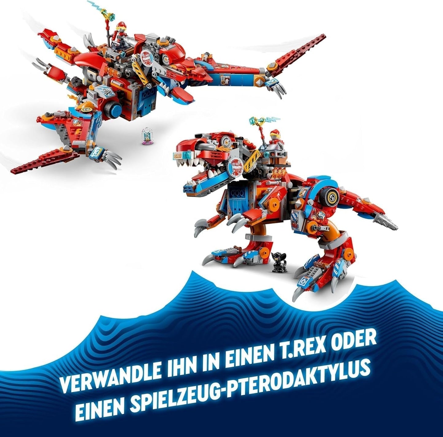 LEGO Dreamzzz 2-in-1 Coopers Dino-Mech C-Rex Giocattolo Pterodattilo T.Rex Action Figure per ragazzi e ragazze Set di avventure giocattolo creativo Regalo per bambini 9 anni 71484 Set da costruzione Beuche den LEGO-Store