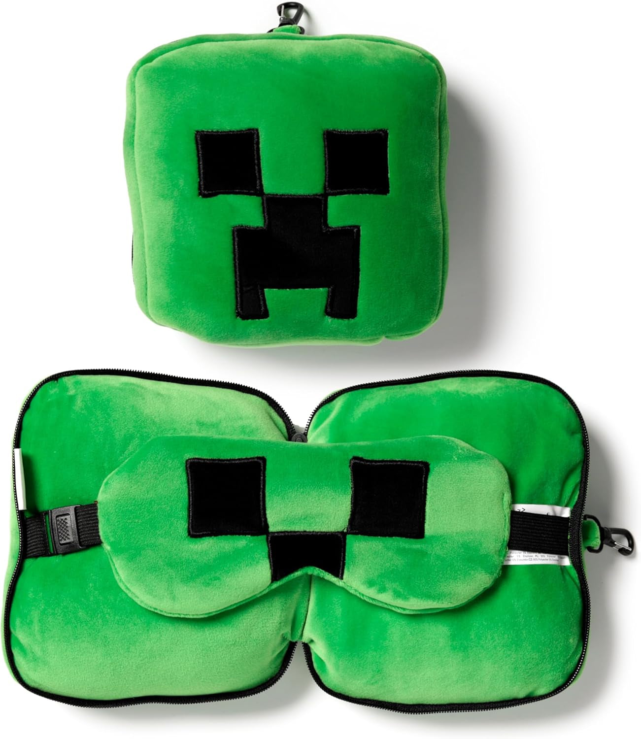 Puckator Relaxeazzz Minecraft Creeper Peluche Cuscino da viaggio e maschera per gli occhi Poggiatesta Cuscino per dormire Cuscino per il collo Cuscino da viaggio Maschera per dormire Bambini e adulti per viaggi Auto Treno Accessorio Cuscini da viaggio per aereo Naty Shop Titolo predefinito