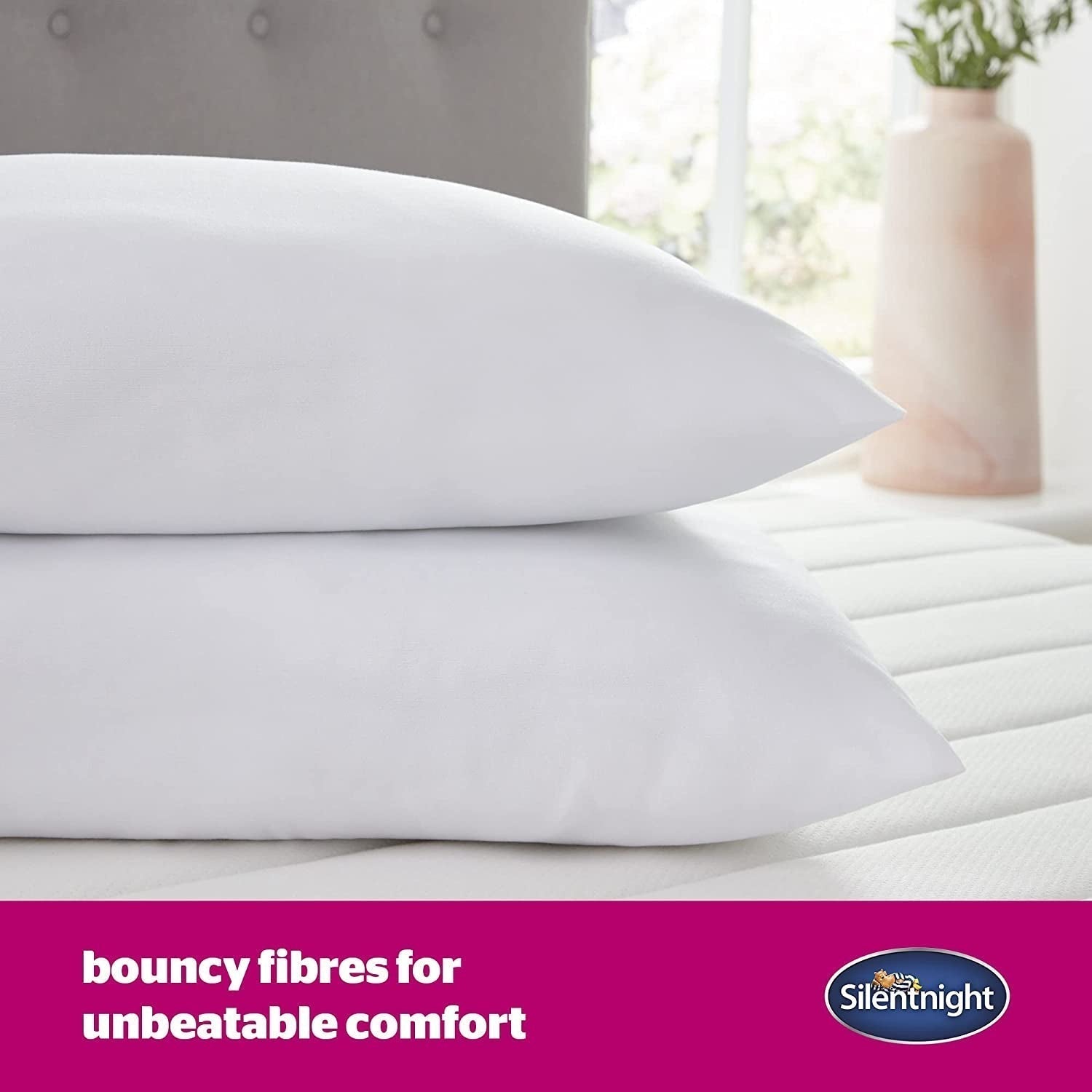 Cuscino Silentnight Ultrabounce, bianco, microfibra, bianco, confezione da 2 cuscini standard Naty Shop