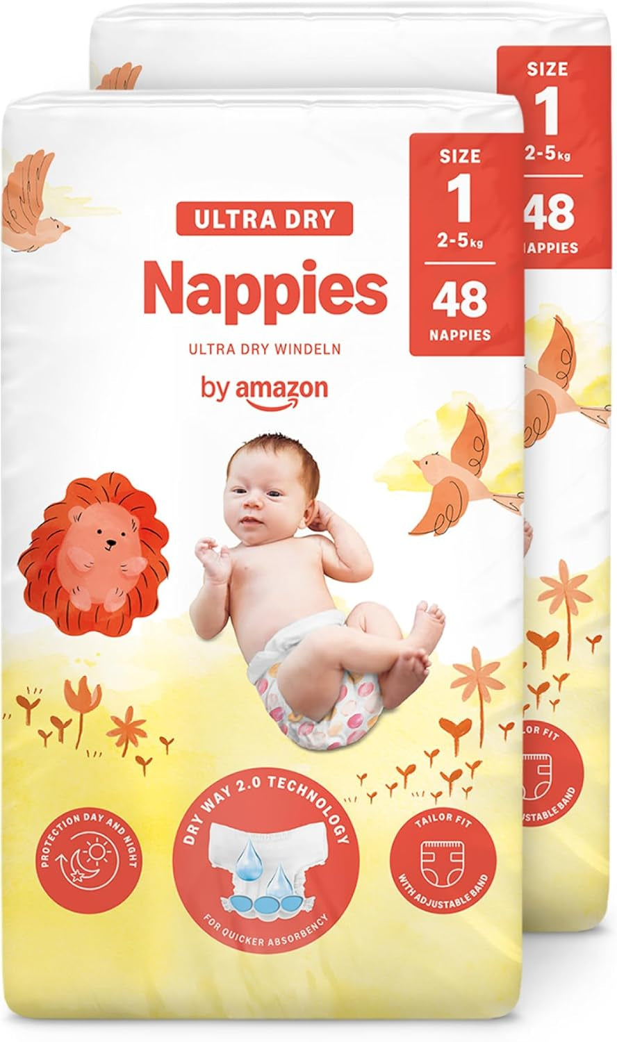 Pannolini Amazon Ultra Dry, taglia 3 (4-9 kg) - Scatola mensile, bianco, 172 pezzi (2 confezioni da 86) (precedentemente Mama Bear, prodotto identico)