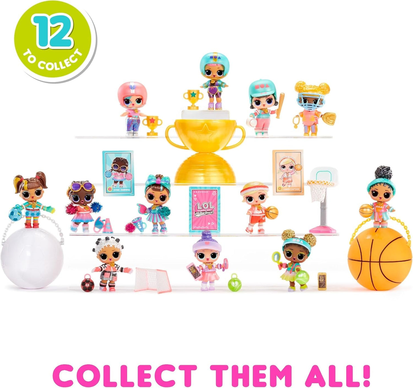 LOL Sorpresa! Collezione All-Star Sports Vault Tots - Include 1 bambola, confezione corazzata, 12 bambole da collezione, 8 accessori unboxing, ideale dai 4 anni in su, Rosa