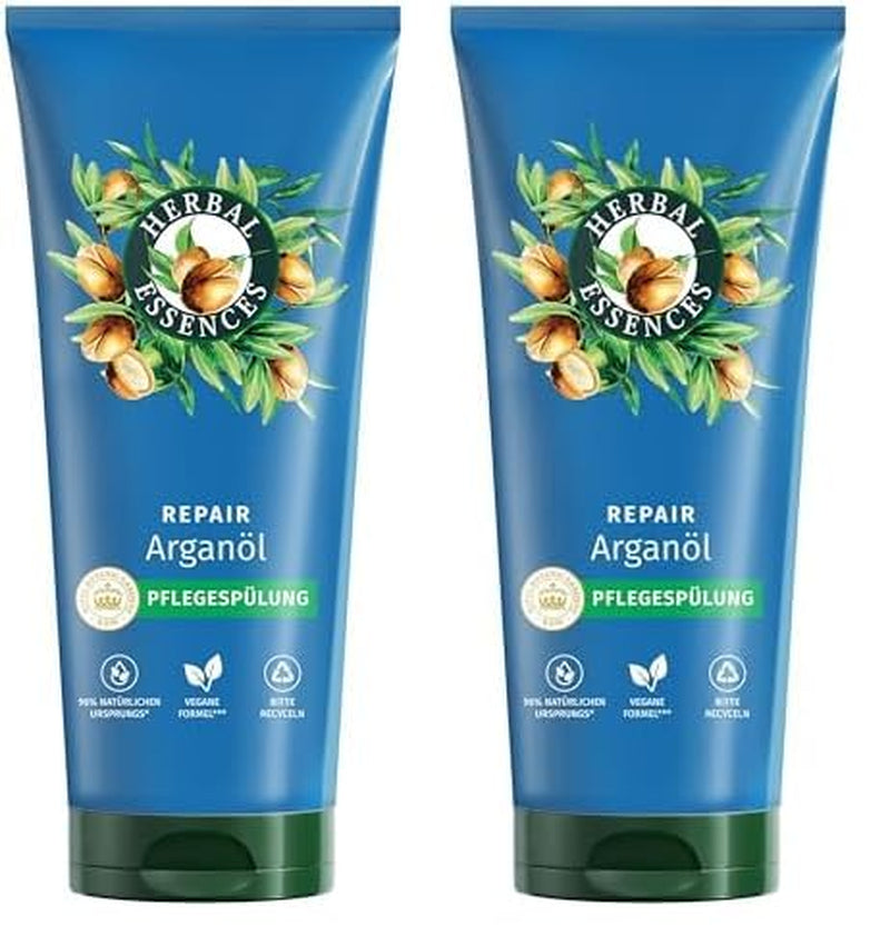 Herbal Essences Maschera riparatrice per capelli con olio di argan 300ml. Dai capelli danneggiati ai capelli più lisci e lucenti. Terapia intensiva. Con ingredienti di origine naturale. Maschera per capelli Vegan Naty Shop 250 ml (confezione da 2) Risciacquare