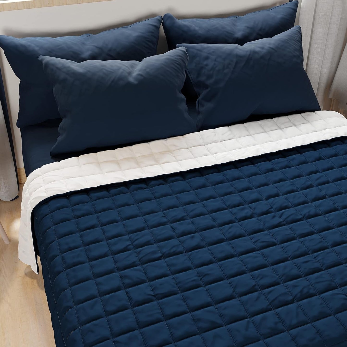 PETTI Artigiani Italiani - Trapunta letto singolo, trapunta double face, trapunta primaverile, blu notte, bianco, Piumini e Trapunte 100% Made in Italy Naty Shop