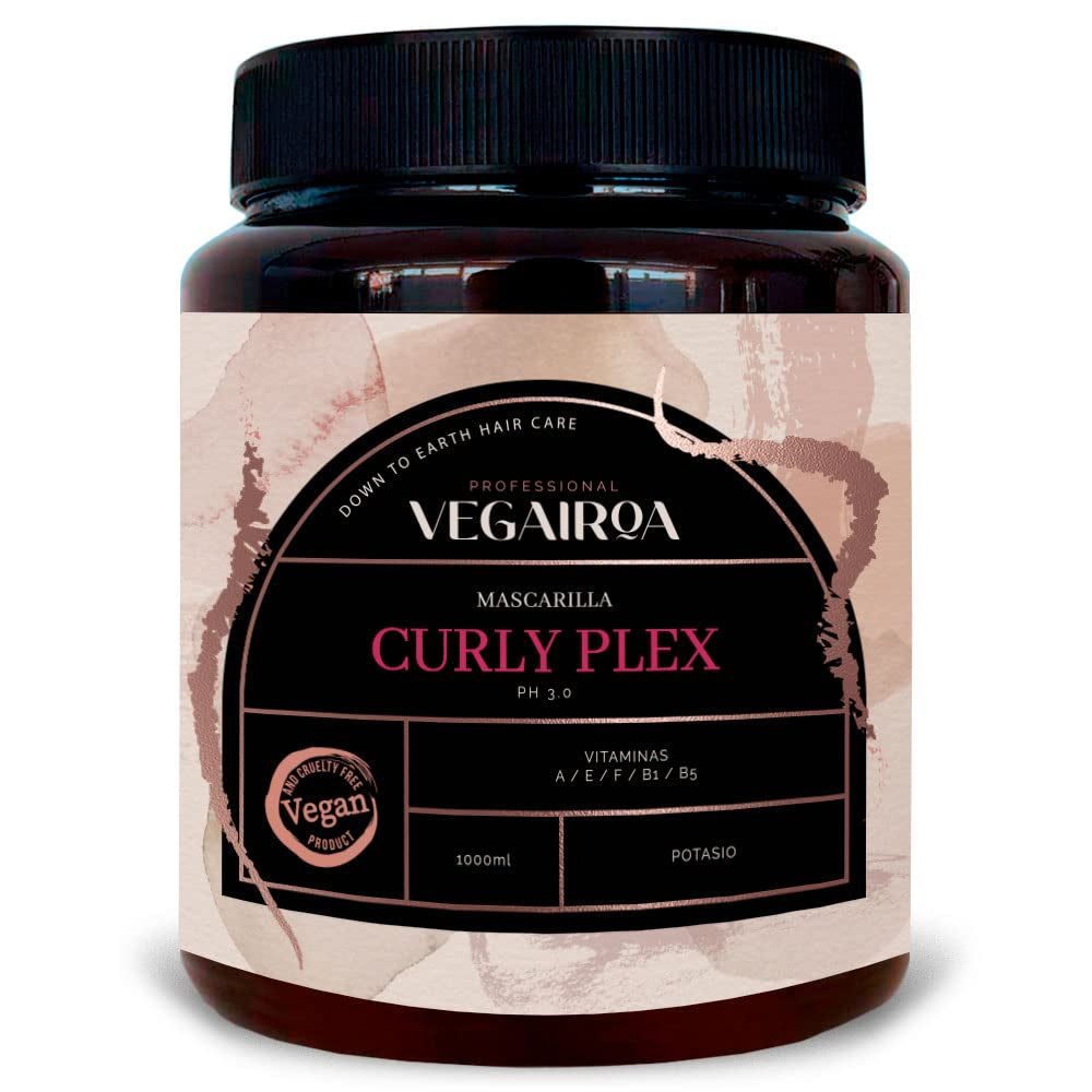 VEGAIROA - Curly Plex Mask - Maschera per ricci definiti senza effetto crespo - Cura idratante profonda - Per capelli ricci o ondulati - Prodotto professionale per parrucchieri vegani - Maschera per capelli Naty Shop da 1000 ml Titolo predefinito