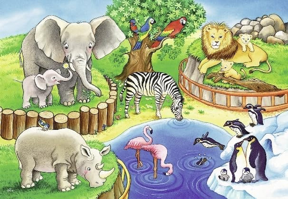 Ravensburger Puzzle per bambini - 07602 Animali allo Zoo - Puzzle per bambini dai 3 anni, con 2X12 pezzi Puzzle Naty Shop
