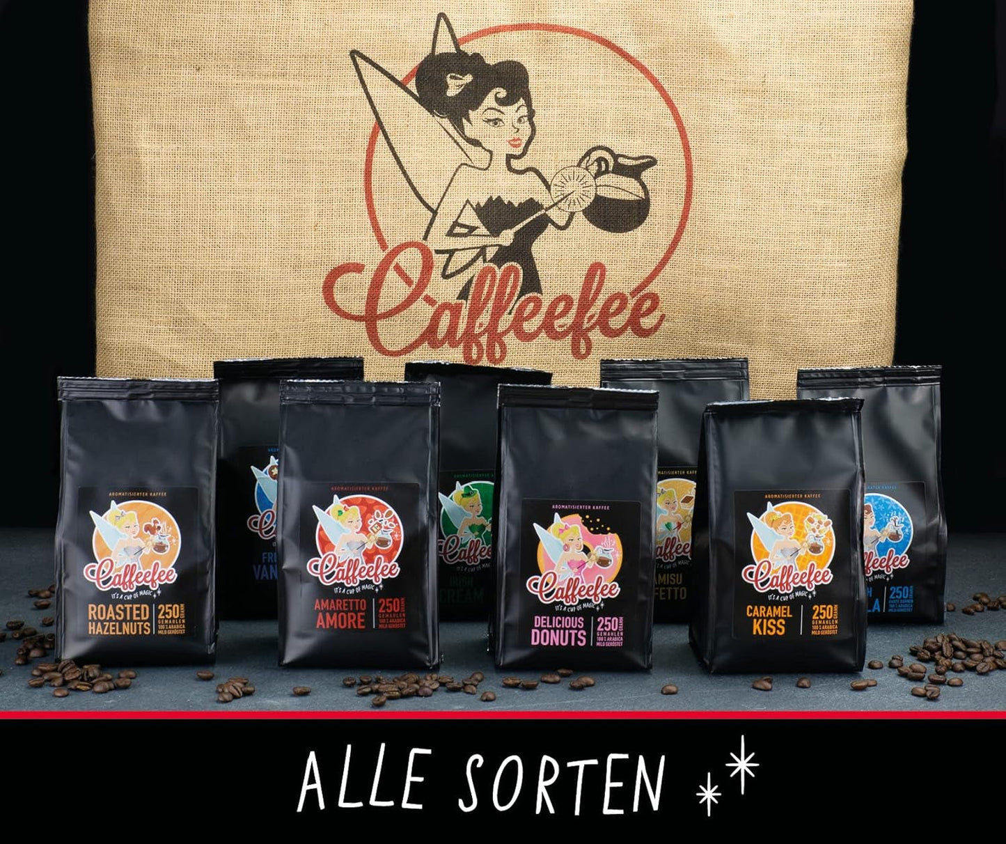 Caffeefee Waffles belgi Bohnen, 250 g, Röstkaffee aromatizzato