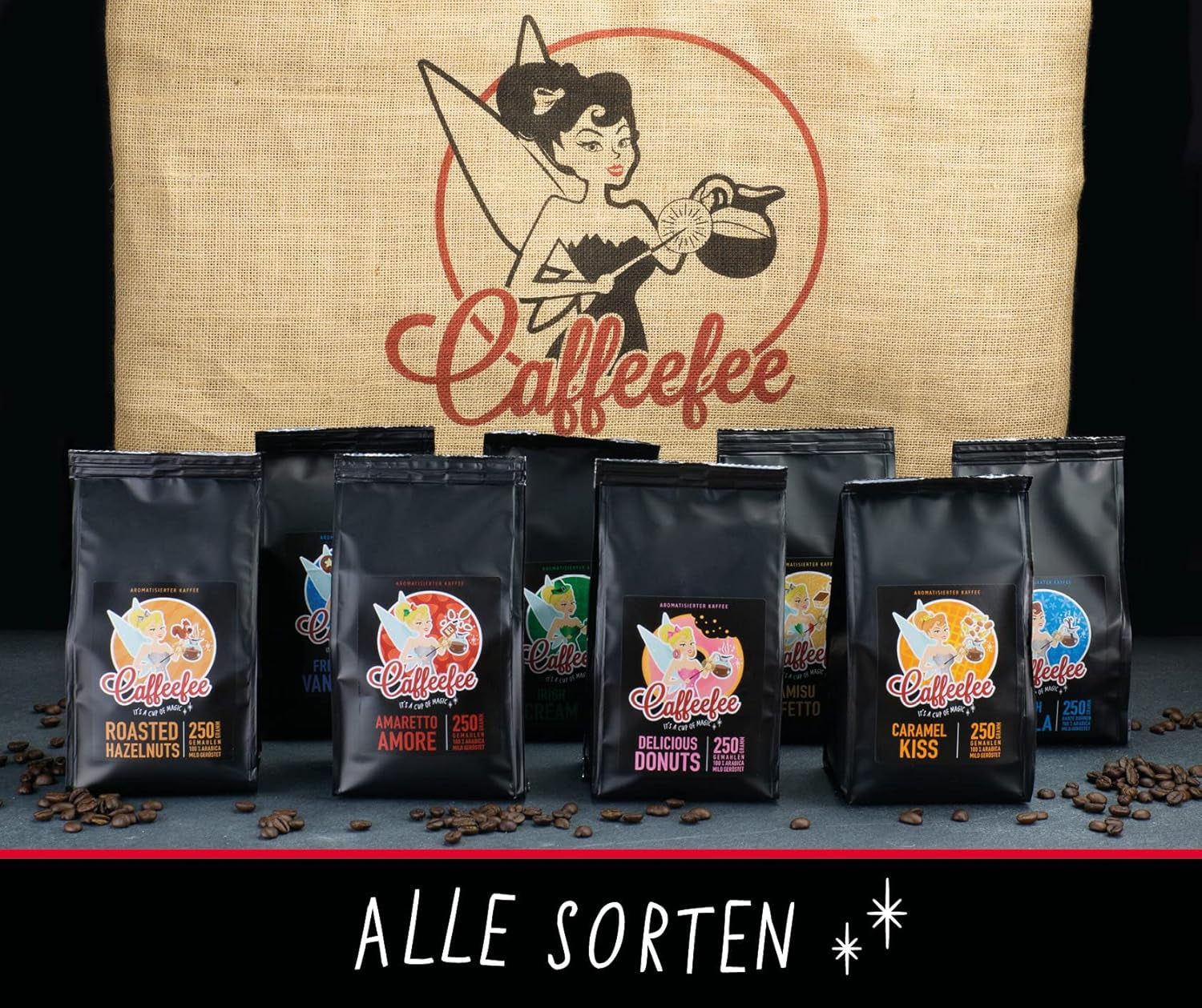 Caffeefee Waffles belgi Bohnen, 250 g, Röstkaffee aromatizzato