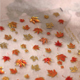 JMEOWIO 3D Nagelsticker Herbst Nail Art Sticker Selbstklebend Nagelaufkleber 5D Stereoscope Ahornblatt Erntedankfest Dekoration Nageldesign Zubehör 1 Blatt