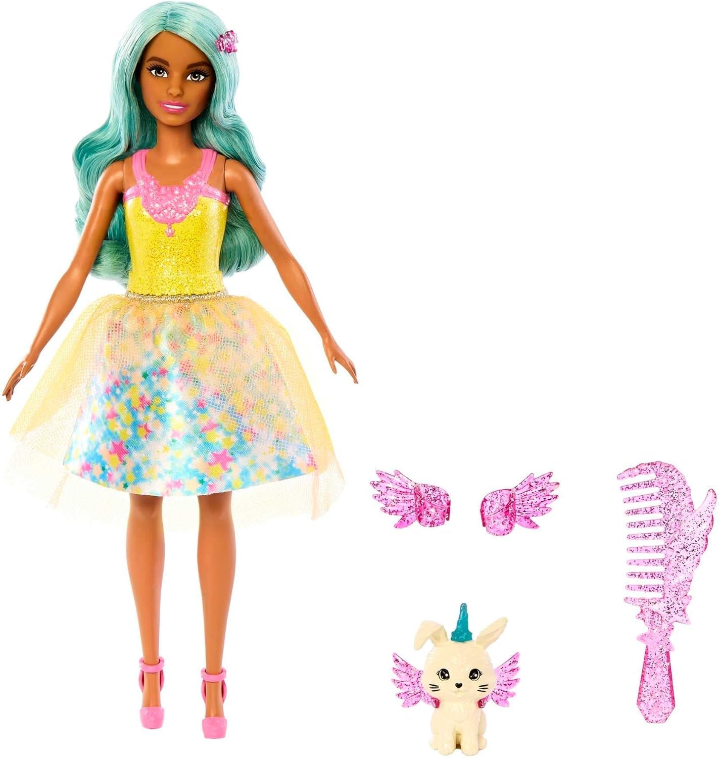 Barbie Magia Nascosta - bambola Teresa con abito da fata, capelli ondulati e pettine per una divertente acconciatura, dai 3 anni in su, HLC36
