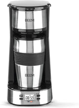 Macchina per caffè espresso BEEM THERMO 2 GO a filtro singolo con tazza termica da 0,4 l | Filtro permanente | Con timer 24 ore per una tazza di caffè caldo al mattino, senza attese | 750 W
