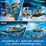 LEGO City Nave da ricerca artica, grande barca giocattolo galleggiante con elicottero, gommone, sottomarino Rov, relitto vichingo, 7 minifigure e figura dell'orca, regalo per bambini dai 7 anni in su 60368 Set da costruzione Besuche den LEGO-Store