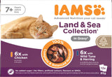 IAMS Delights Cibo umido per gatti anziani - Confezione multipla con pollo e pesce in salsa, cibo umido di alta qualità per gatti di età superiore a 7 anni, 12 x 85g