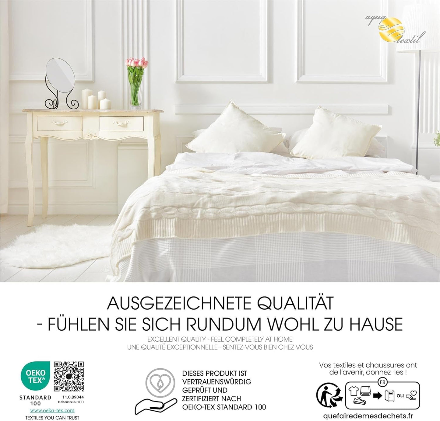 Aqua-Textil Soft Touch Set per bambini Piumino 100 X 135 Cm 250G e 350G con cuscino 40 X 60 Cm 150G Piumino 4 stagioni Termoautonomo Oeko-Tex Piumini e Trapunte Naty Shop