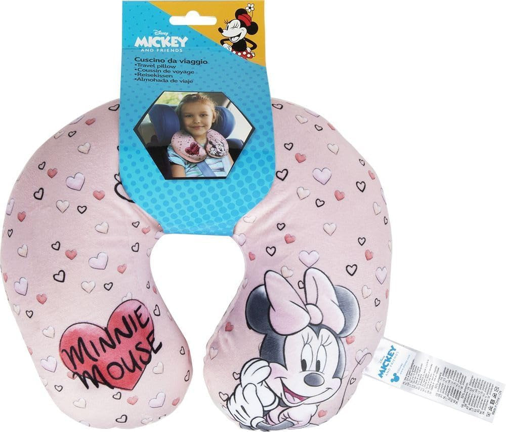 Tataway in Viaggio SI Grows - Cuscino da viaggio Disney Minnie Mouse | Materiale morbido e vellutato | Lavabile a mano 30° | Imbottitura con micro perle | Seggiolino per bambini adatto dai 3 anni, Rosa, taglia unica, velluto Cuscini da viaggio Naty Shop