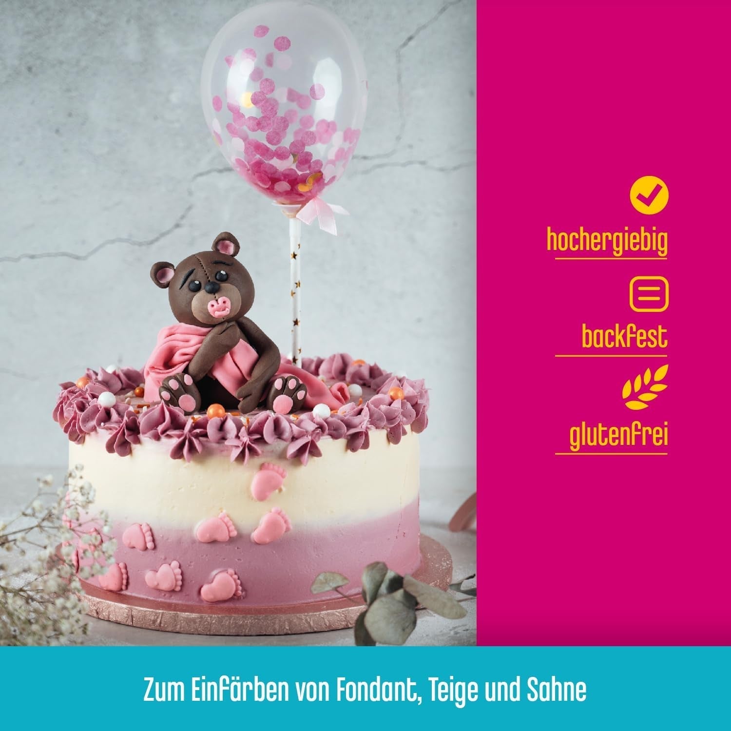DECOCINO pasta colorante rosa - 20 g - Colorante alimentare, ideale per colorare torte, fondenti e creme - Privo di azoacidi grassi e glutine