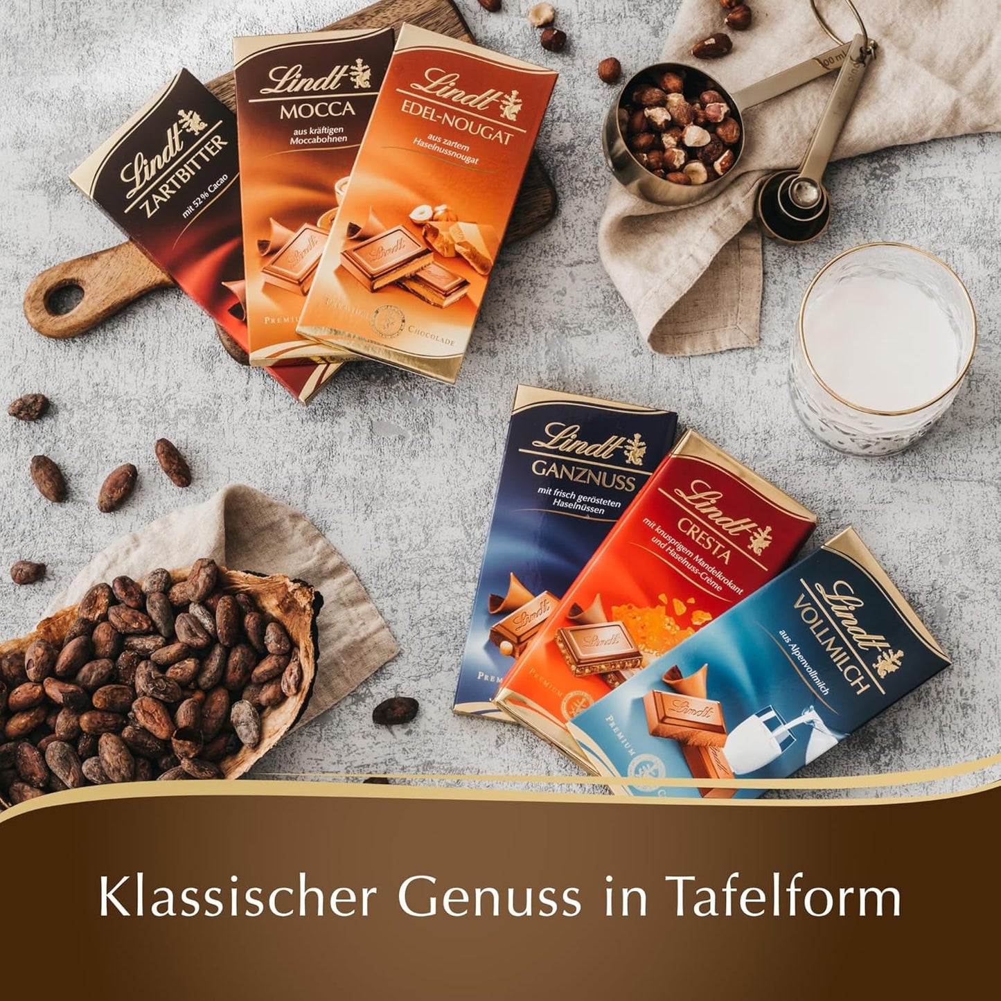 Lindt Mocha Cioccolato | Compressa 100g | Cioccolato al latte con ricchi chicchi di moka | Tavoletta di cioccolato | Regalo al cioccolato, 100 g (confezione da 6)