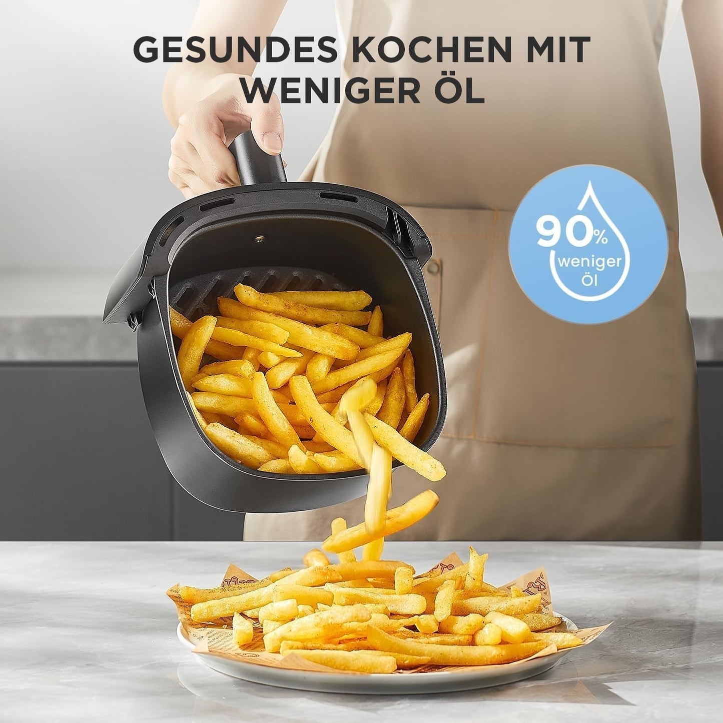 Midea Friggitrice ad aria calda 2L, 1150W Airfryer, senza olio, Friggitrice ad aria calda, Funzione di spegnimento automatico Elettrodomestici Naty Shop