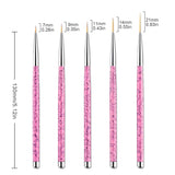 Sularpek Nail Art Liner Pinsel, 5 Stück Profi Detail Fine Nails Pennello per unghie in gel, Nagel Pinsel Dünn Für Beauty Frauen Nagelstudio (5 Größen, Rosa)