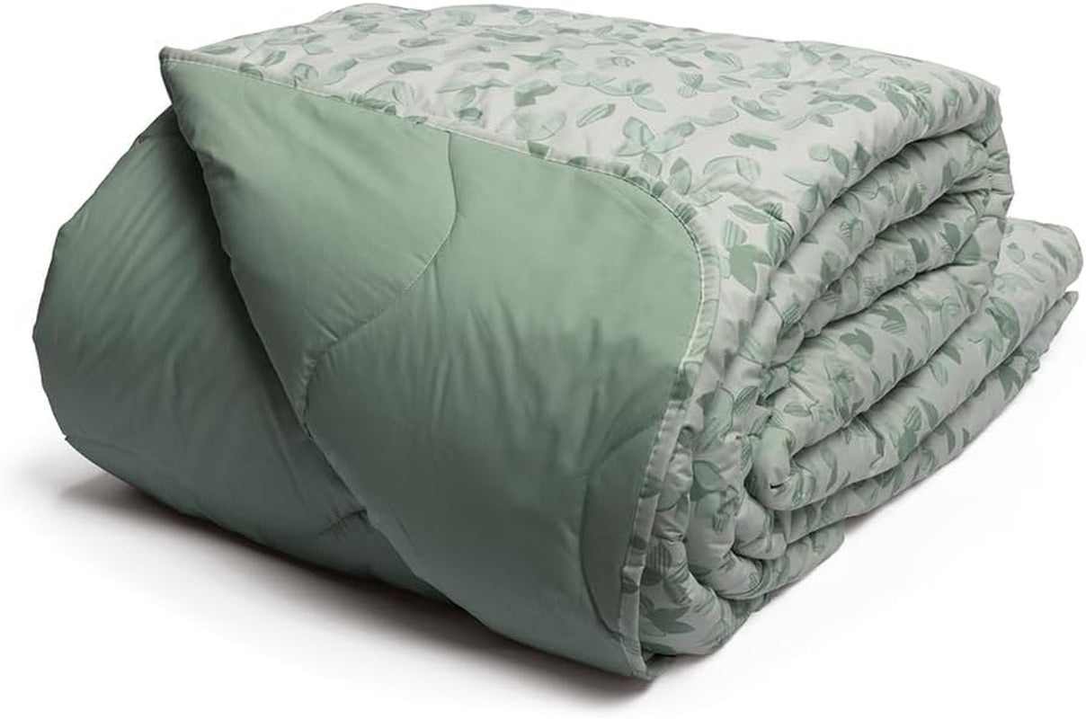Foppapedretti comodino e trapunta naturale per letto matrimoniale 2P; foglie sabbia, fodera 100% cotone, Made in Italy Piumini e Trapunte Naty Shop Foglia Salvia 160 X 190 Cm
