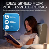 Cuscino per lettura a cuneo, Cuscino per schienale letto, Cuscino per braccioli per TV, Libri, Giochi, Camera da letto, Supporto per la schiena (Grigio/Bianco, Standard)