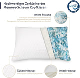 Cuscino in memory foam EGO HOME 40x80 cm con memory foam triturato - Cuscino di supporto per il collo traspirante ed ergonomico per chi dorme sul fianco, sulla schiena o sulla pancia - Certificato Oeko-Tex - Fodera lavabile