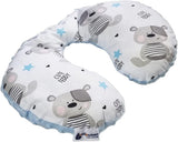 Medi Partners Cuscino per il collo del bambino Supporto per il collo 100% cotone / Minky Cuscino per il collo del bambino per auto Passeggino Viaggi Viaggio Sonno Cuscino per il collo Snooze Roll (REH con Minky grigio) Cuscini ortopedici cervicali Naty Shop Orsetto Minky azzurro
