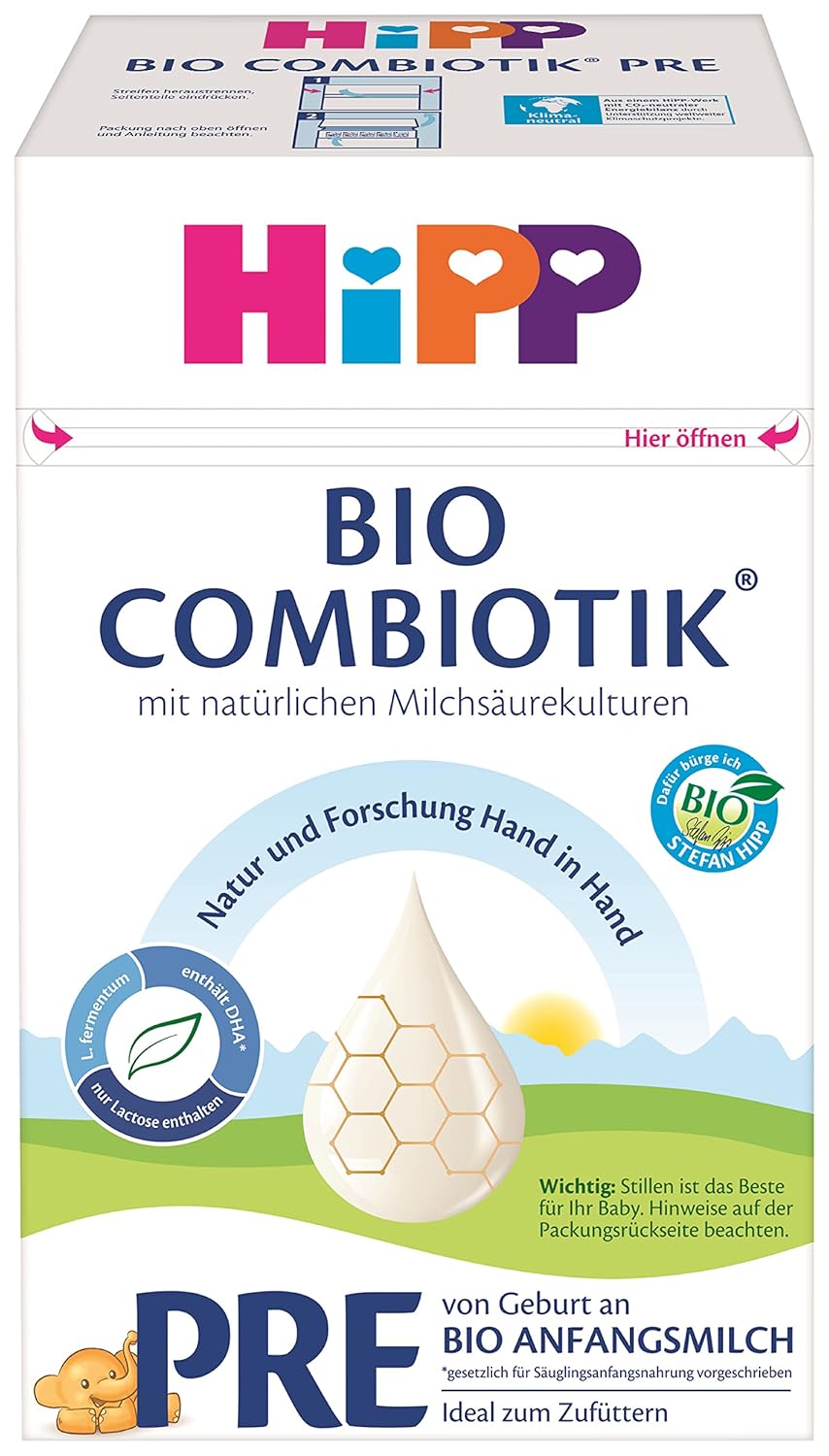 Latte formulato con latte biologico Hipp PRE BIO Combiotik, confezione da 4 (4 x 600 g) Naty Shop Pre Bio Combiotik nuova formula 4 x 600 grammi