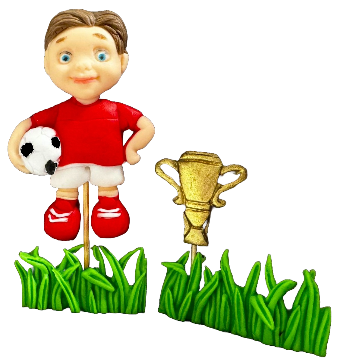 Set 4 decorazioni in zucchero commestibile, Decorazioni in Pasta di Zucchero Calciatore Naty Shop