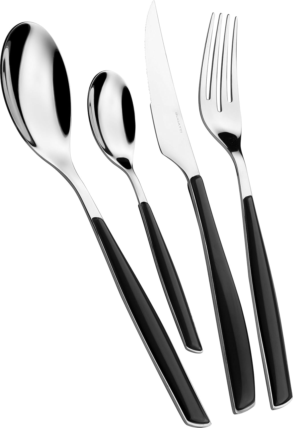 BUGATTI Glamour, Set Posate per 6, 24 Pezzi Acciaio Inossidabile 18/10 Naty Shop Piano Black