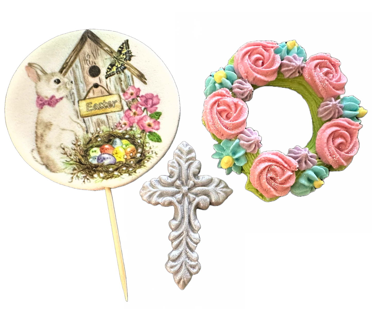 Set di 3 decorazioni commestibili in pasta di zucchero, Decorazioni Pasquali di Sugar Paste Nati Shop