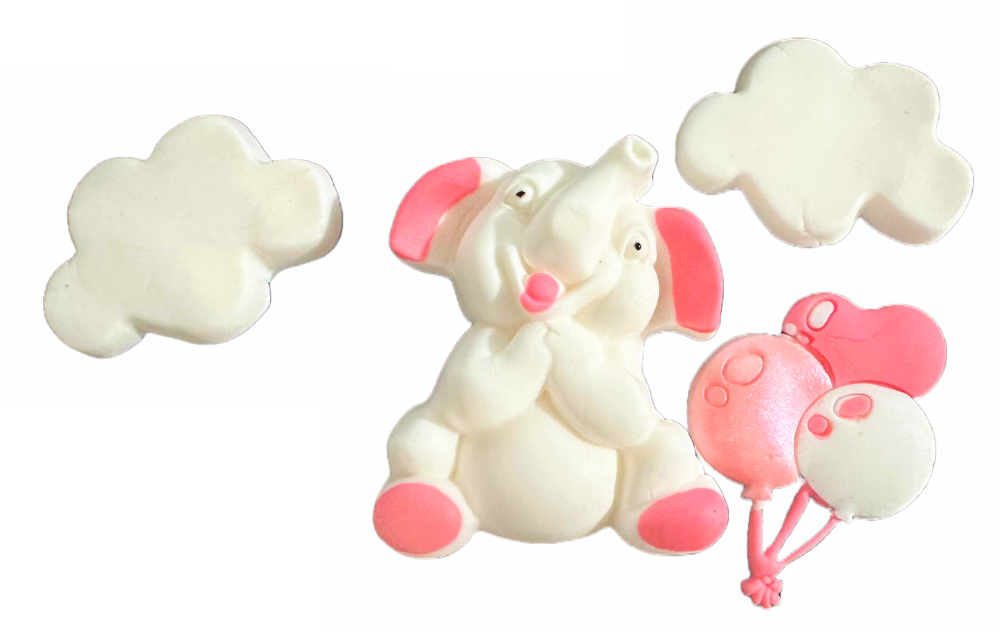 Set decorazioni in zucchero commestibile, Decorazioni in Pasta di Zucchero Elefante Rosa Nati Shop