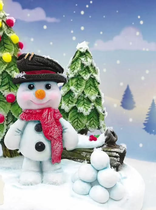 Decorazione in zucchero commestibile, Decorazioni Pupazzo di Neve in Pasta di Zucchero Nati Shop