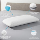 Cuscino in schiuma Genius Eazzzy 40X80 Cm altezza 10 Cm - Cuscino di sostegno per il collo con 2 gradi di durezza + schiuma gel rinfrescante - Cuscino per chi dorme sul fianco, sulla schiena e sullo stomaco contro il dolore al collo, poliestere Naty Shop cuscini standard