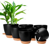CSYY Set di 7 vasi da fiori in plastica con sistema di irrigazione 20,3/19/17,7/16,5/15,2/14/12,7 cm vasi autoirriganti e sottovaso per interni ed esterni