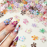 50 ciondoli per unghie con fiori 3D, nail art in gel 3D, ciondoli per unghie, gioielli estivi colorati, accessori per unghie fai da te, cristalli di fiori di ibisco in rilievo, nail art sfumata per le donne