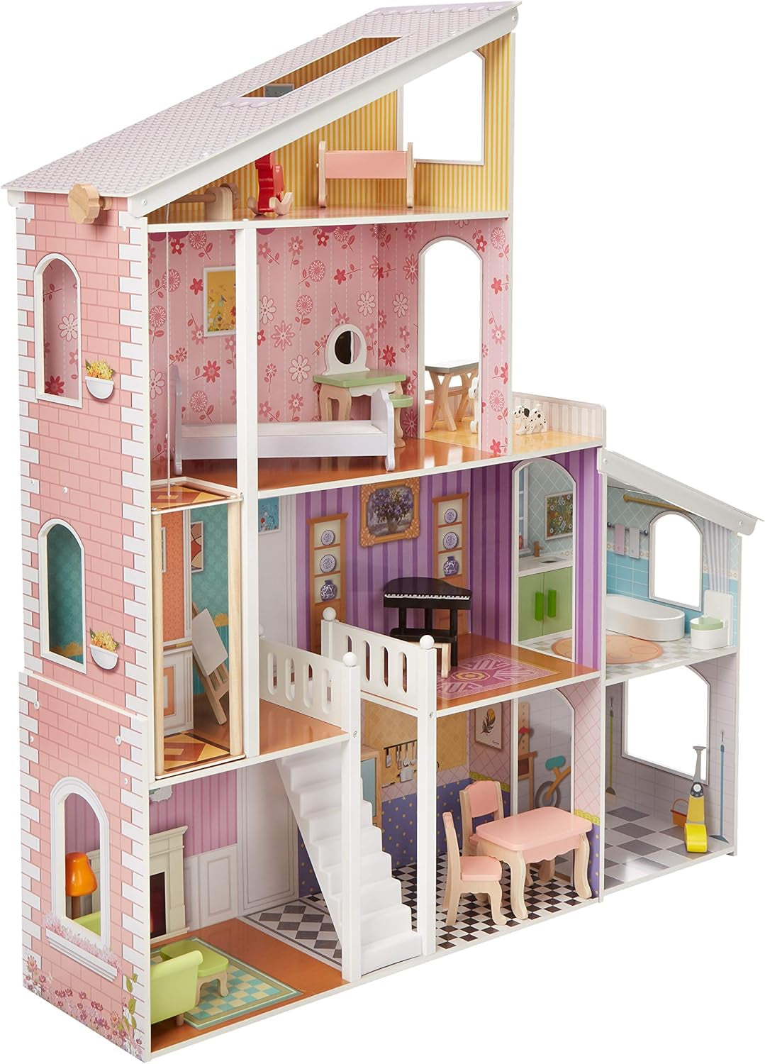 Casa delle bambole in legno a 4 livelli Amazon Basics e accessori per mobili per bambole da 12 pollici Case delle bambole del Naty Shop