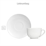 Set tazze da caffè Sänger New Port, set da 12 tazze per 6, tazze e piattini in porcellana bianca, 150 ml | LA COLLEZIONE PREMIUM