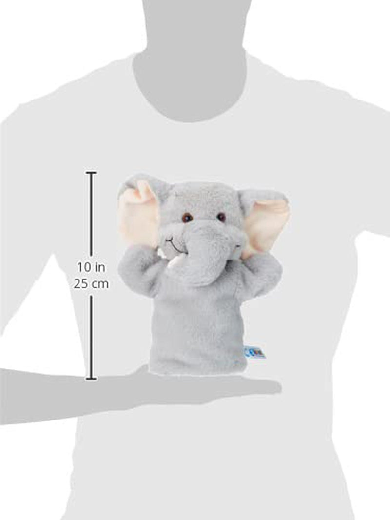 394070 Elefante burattino da mano, grigio Giocattoli Bebe Naty Shop