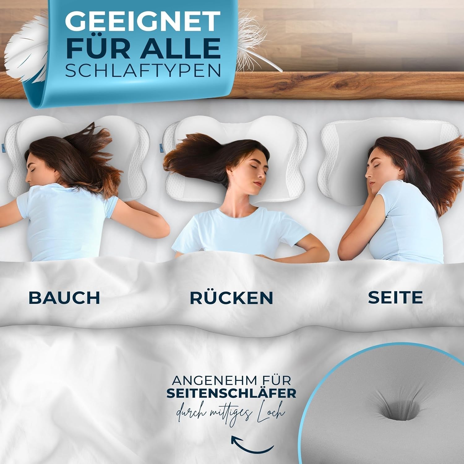 Cuscino ortopedico [nominato per il premio innovazione per l'ergonomia] Cuscino per il dolore al collo realizzato in memory foam | Cuscino di supporto per il collo Cuscino ergonomico per il collo Cuscino per dormire laterale Cuscini ortopedici cervicali grigi Naty Shop