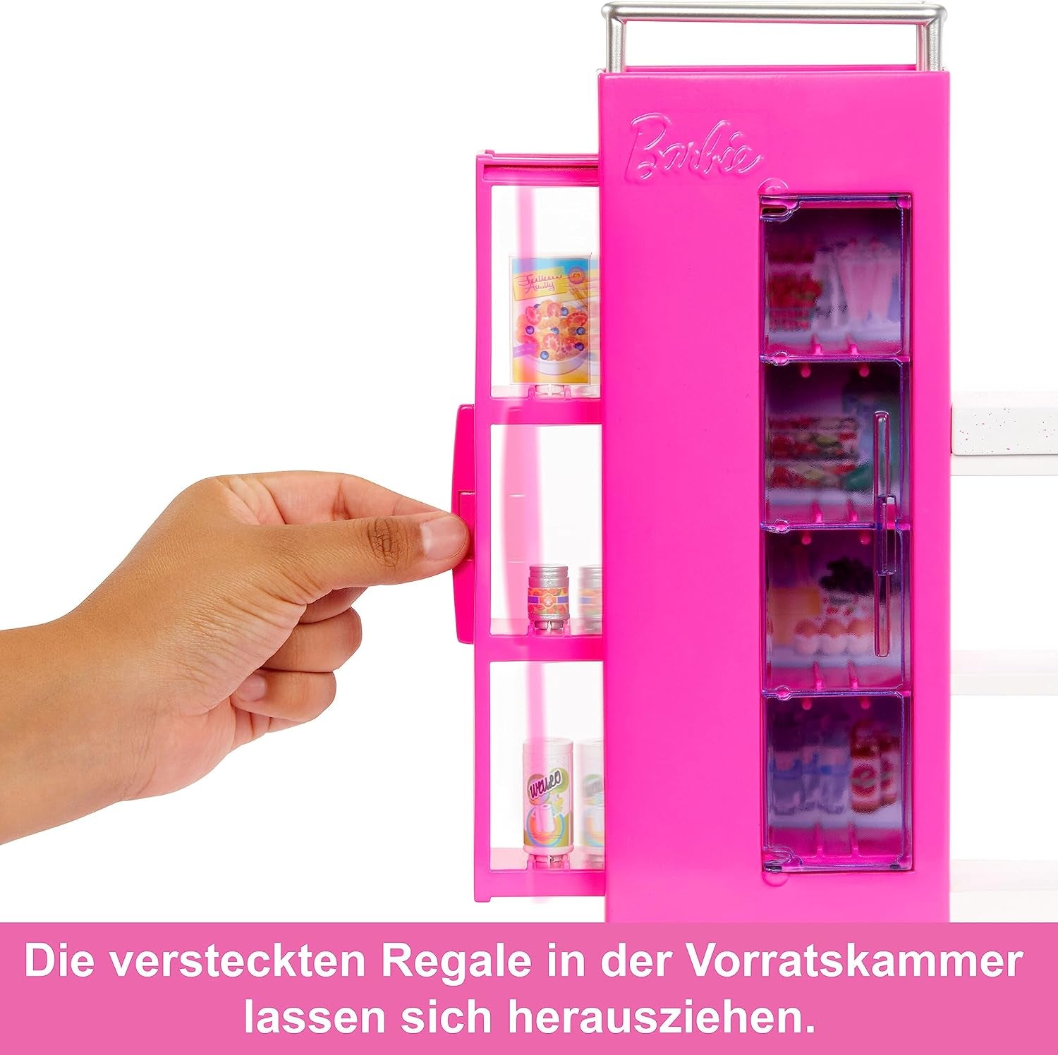 Barbie Doll Dispensa Playset con oltre 25 pezzi da cucina e accessori - Perfetto per i piccoli buongustai e regalo per bambini dai 3 anni in su, HJV38